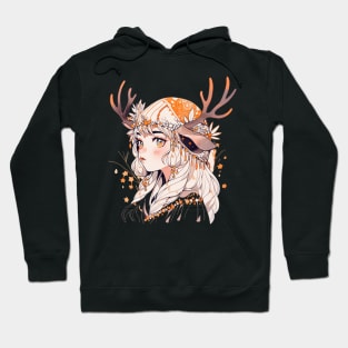 Forest Deer Girl Original Illustration Art Hoodie